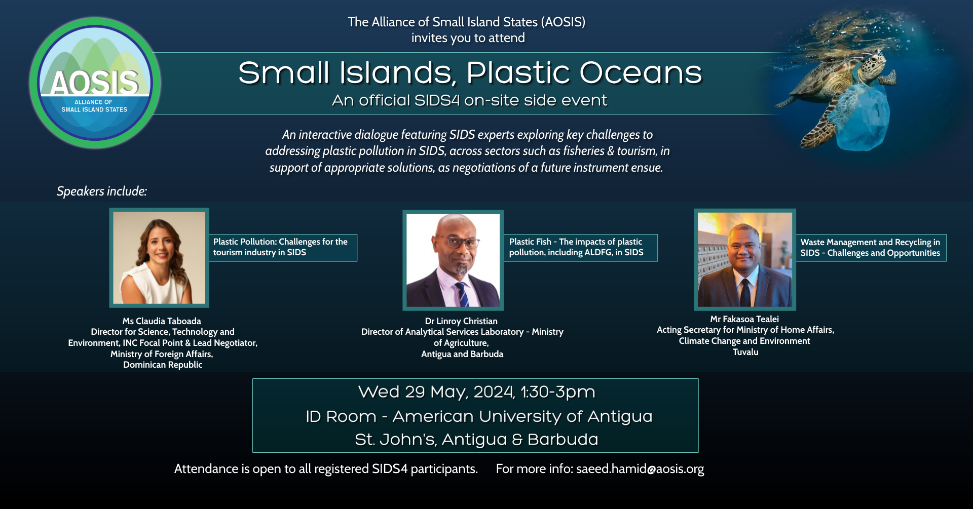 AOSIS SIDS-4 Side Event: ‘Small Islands, Plastic Oceans’